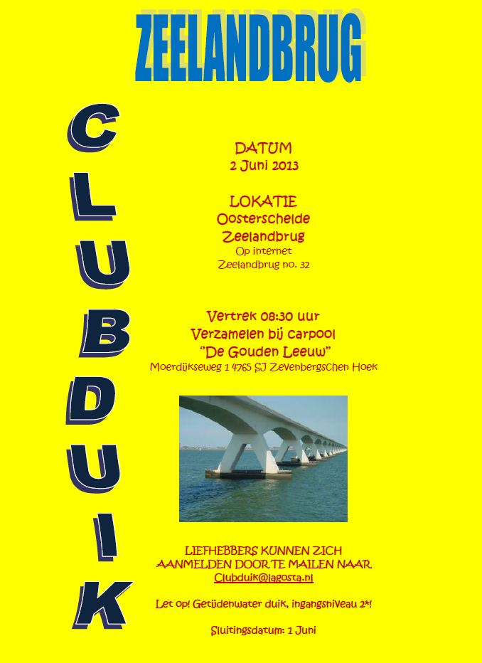Uitnodiging clubduik zeelandbrug