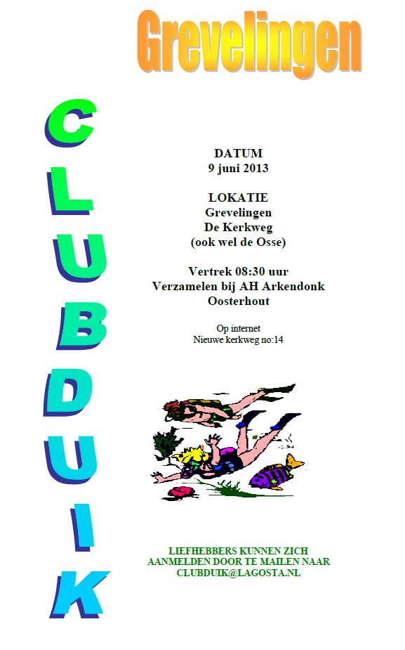 Uitnodiging clubduik kerkweg 09-06-13