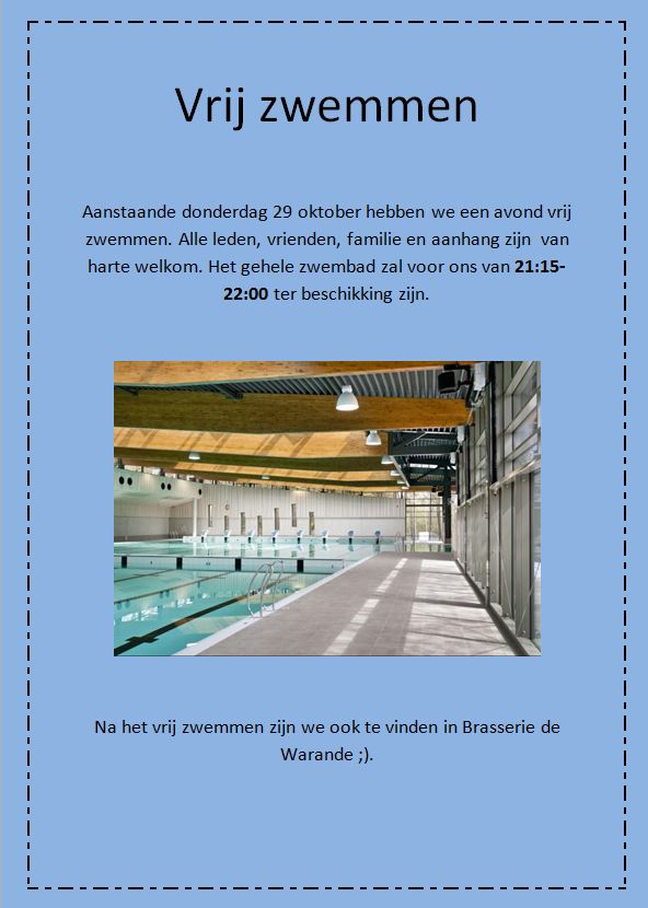 Vrij zwemmen 29-10-15